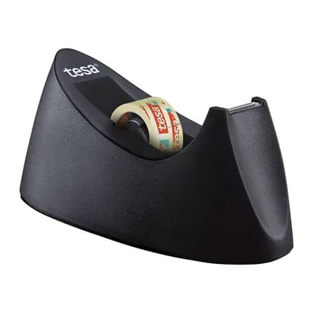 Tesa Portarrollo sobremesa tesa plastico easy cut curve negro para cinta de 33 mt x19 mm + 1 cinta tesafilm transparente
