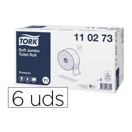 Tork Papel higienico tork jumbo suave 2 capas 360 mt para dispensador t1 paquete de 6 rollos