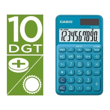 Casio Calculadora casio sl-310uc-bu bolsillo 10 digitos tax +/- tecla color azul