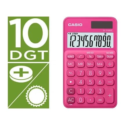 Casio Calculadora casio sl-310uc-rd bolsillo 10 digitos tax +/- tecla color fucsia