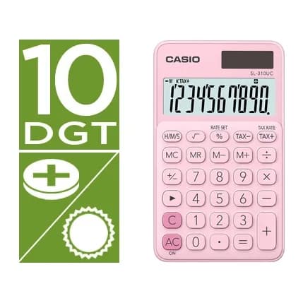 Casio Calculadora casio sl-310uc-pk bolsillo 10 digitos tax +/- tecla doble cero color rosa