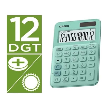 Casio Calculadora casio ms-20uc-gn sobremesa 12 digitos tax +/- color verde