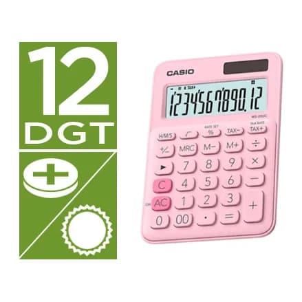 Casio Calculadora casio ms-20uc-pk sobremesa 12 digitos tax +/- color rosa