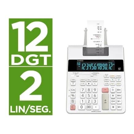 Casio Calculadora casio impresora pantalla lc papel 58 mm impresion bicolor fr-2650rc 12 digitos dc color blanco