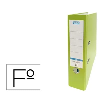 Archivador de palanca elba carton forrado pvc con rado top folio lomo 80 mm verde lima
