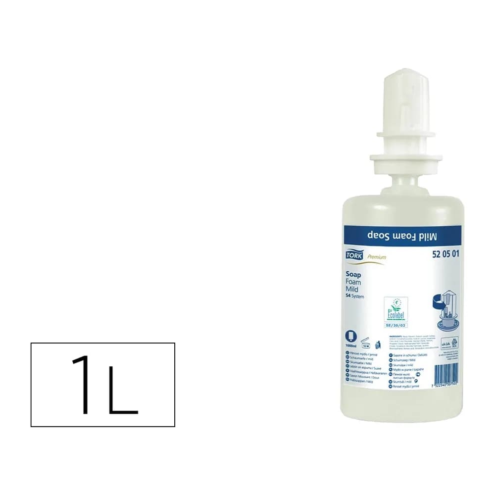 Tork Jabon en espuma tork s4 rehidratante aroma delicado bote de 1000 ml