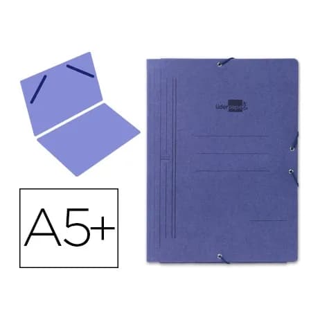 Carpeta liderpapel gomas cuarto sencilla carton pintado azul