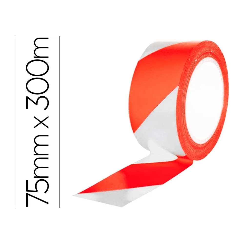 Q-connect Cinta de señalizacion q-connect no adhesiva rojo y blanco 300 mt x 75 mm