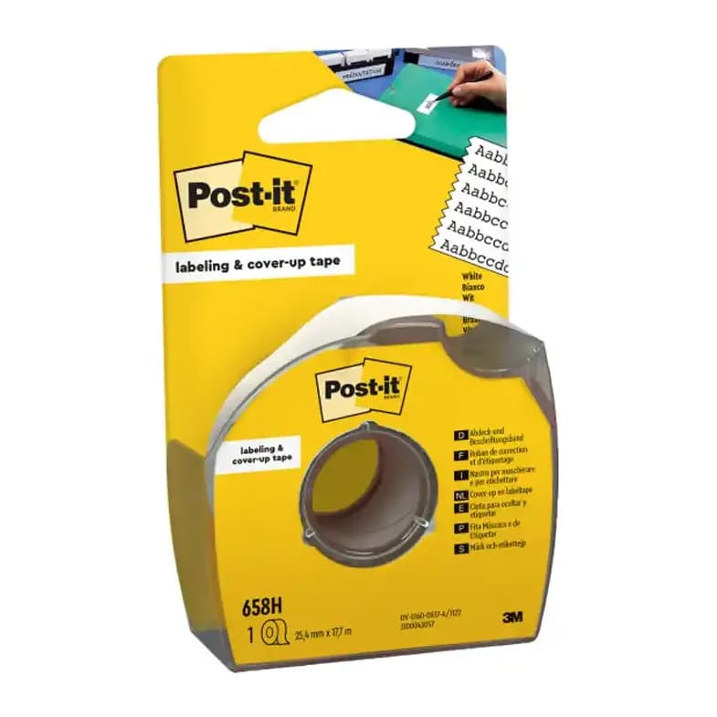 Post-it Cinta adhesiva post-it para ocultar y etiquetar 6 lineas 18 mt x 25 mm en portarrollo