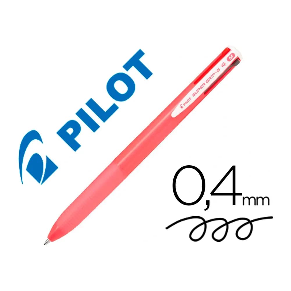 Pilot Boligrafo pilot super grip g 4 colores retractil sujecion de caucho tinta base de aceite cuerpo color rosa