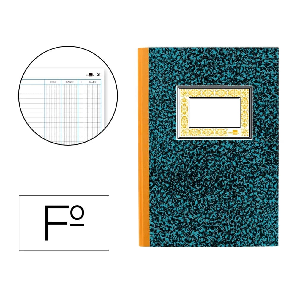 Liderpapel Libro liderpapel folio cartone 100 hojas cuentas corrientes debe haber y saldo