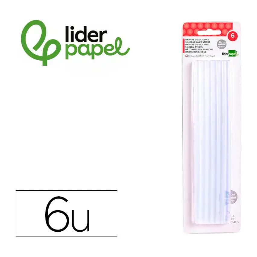 Liderpapel Barra termofusible liderpapel de 11 mm de diametro x 200 mm de largo blister de 6 unidades
