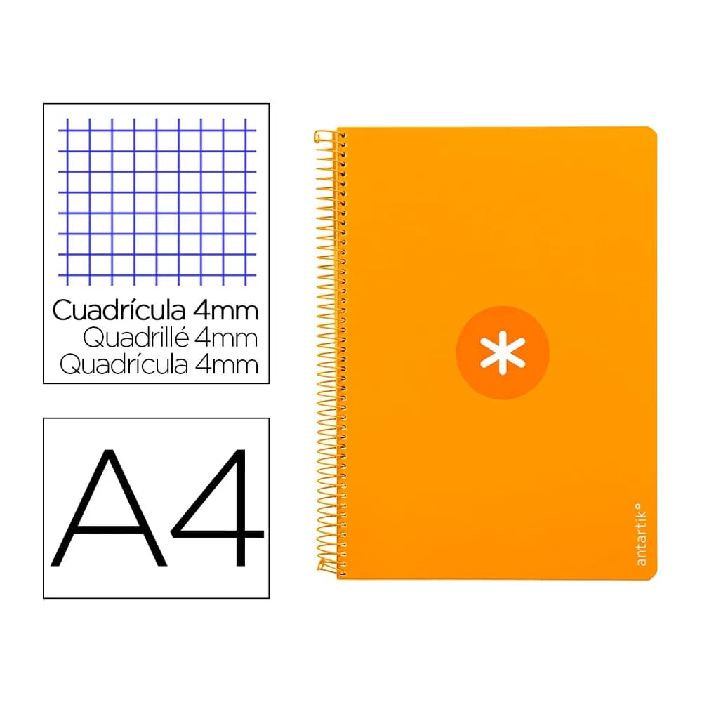 Antartik Cuaderno espiral a4 antartik tapa dura 80h 90gr cuadro 4mm con margen color mostaza