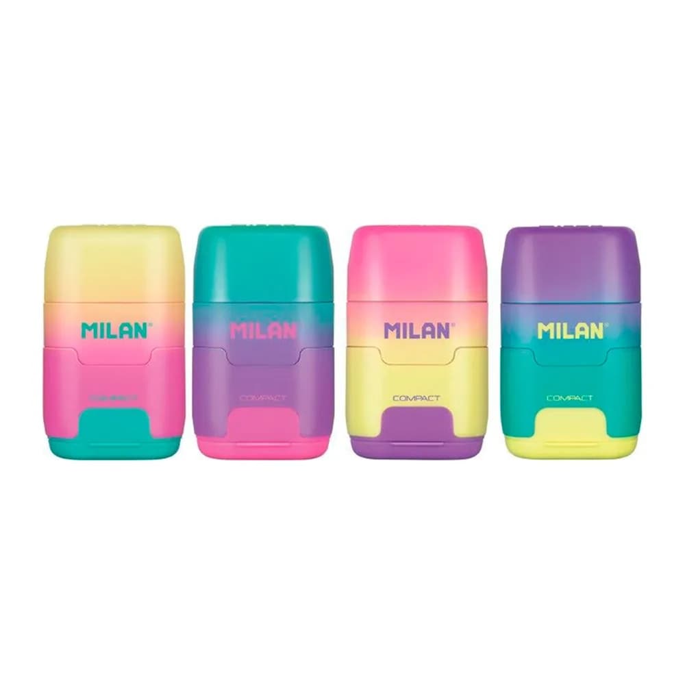 Milan Sacapuntas milan compact sunset plastico 2 usos con goma de borrar colores surtidos