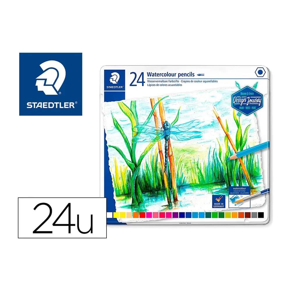 Staedtler Lapices de colores staedtler acuarelables caja metal de 24 unidades colores surtidos