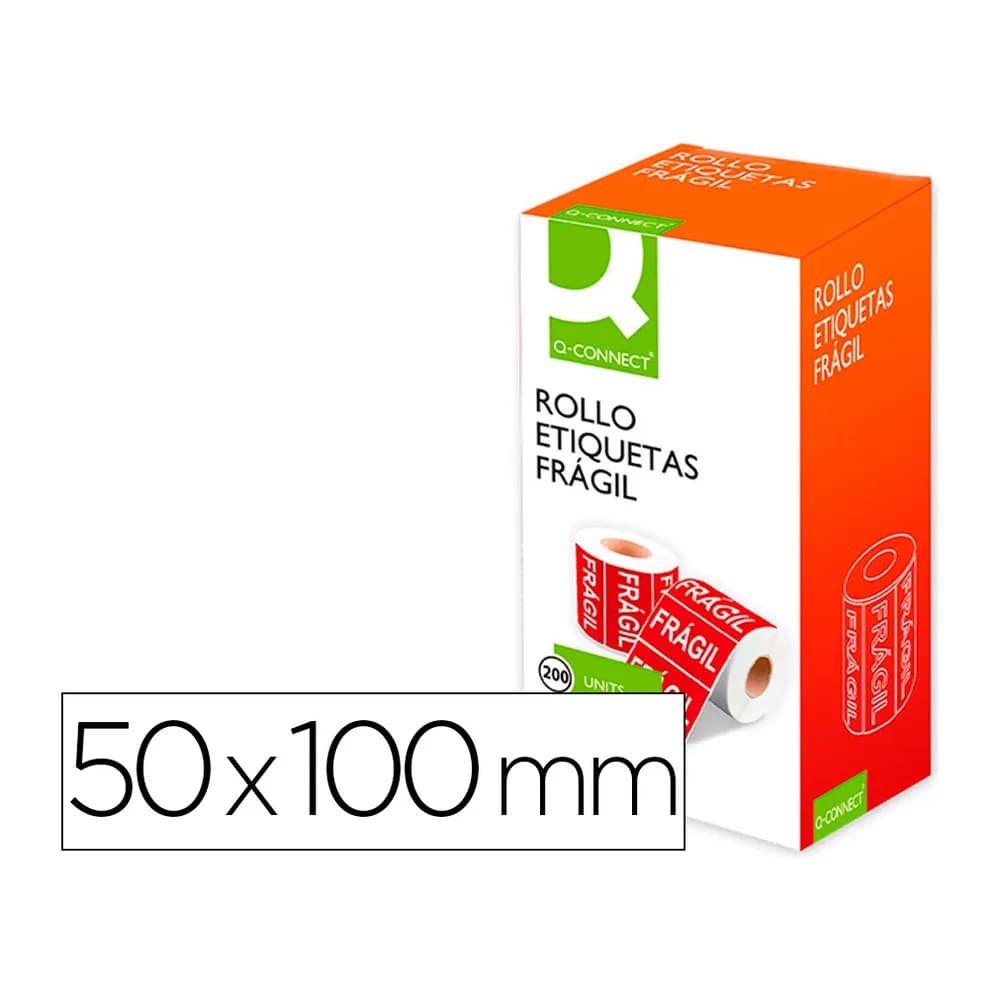 Q-connect Etiqueta q-connect fragil 50x100 mm rollo de 200 unidades