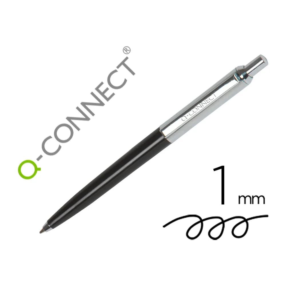 Q-connect Boligrafo q-connect premium metalico retractil con clip punta 1 mm