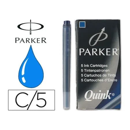 Parker Tinta estilografica parker azul permanente caja de 5 cartuchos
