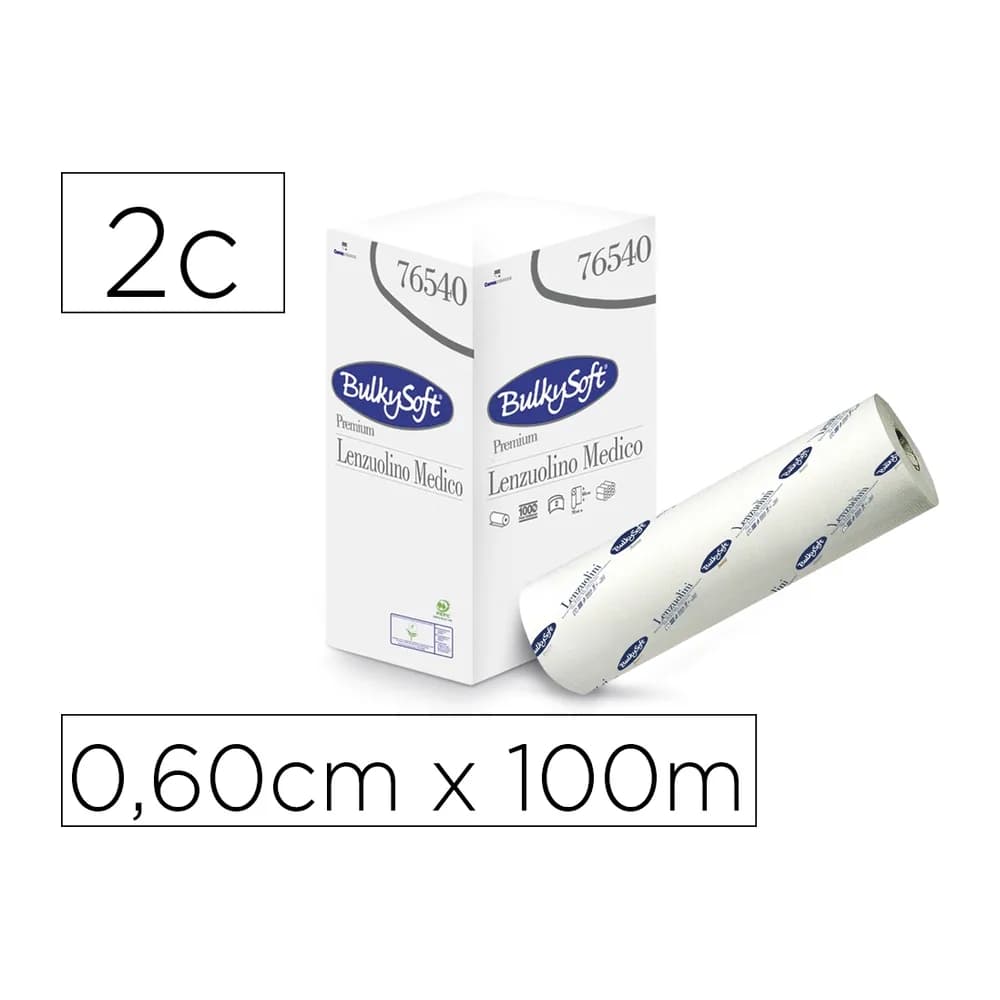 Blanca Rollo papel para camilla bulkysoft liso 2 capas rollo 0,60 cm x 100 mt
