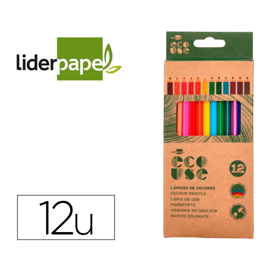 Liderpapel Lapices de colores liderpapel ecouse caja de 12 unidades colores surtidos con certificado fsc