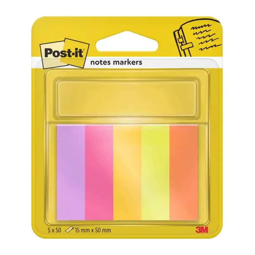 Post-it Bloc de notas adhesivas quita y pon post-it mininotas energetic colour 15 x 50 mm 50 hojas pack de 5 unidades