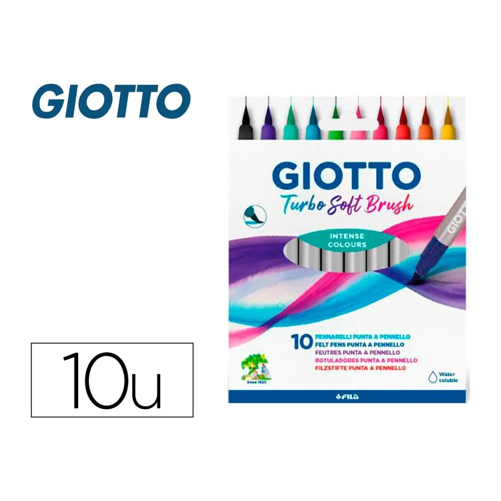 Giotto Rotulador giotto turbo soft brush punta de pincel caja de 10 unidades colores surtidos