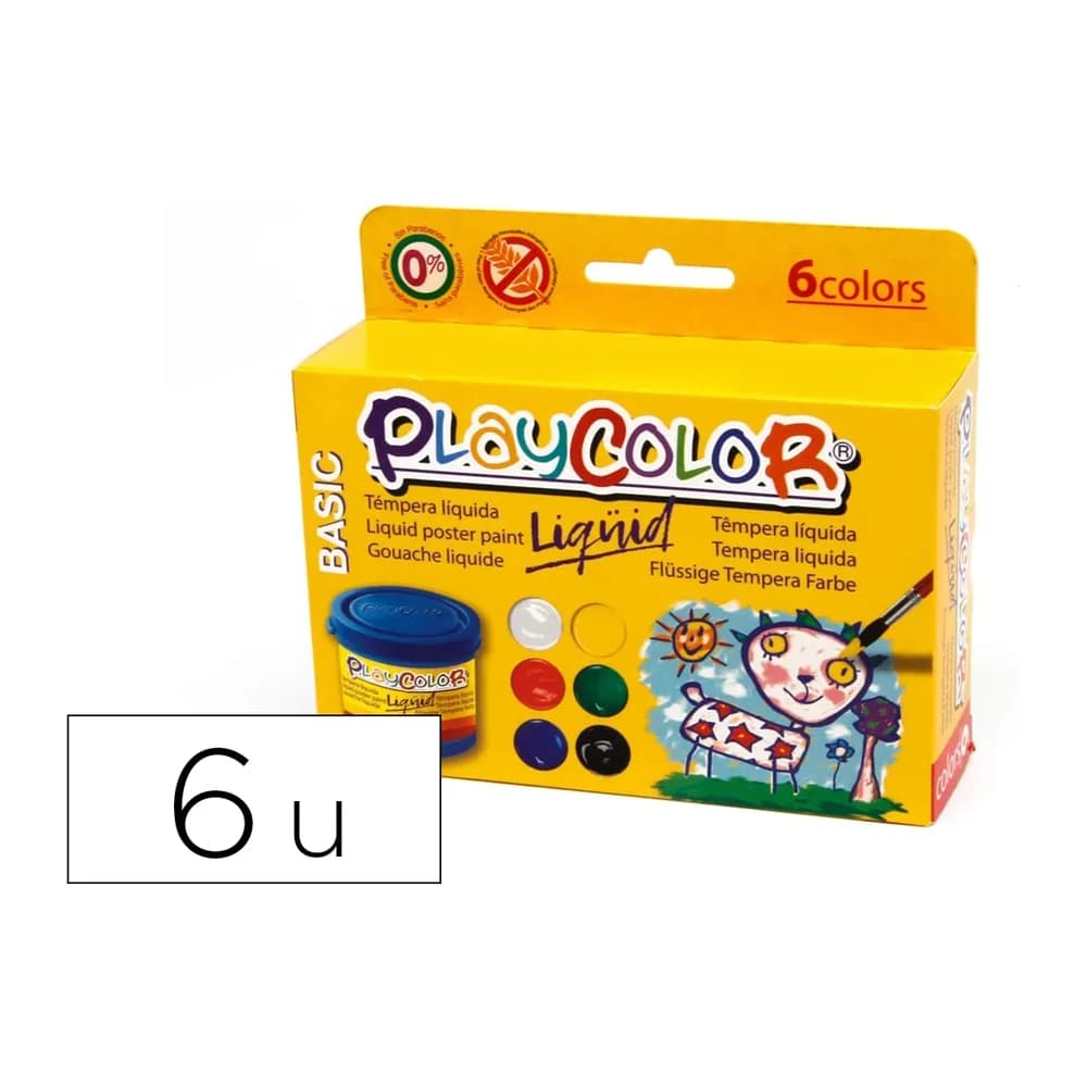 Instant Tempera liquida playcolor liquid basic 40 ml caja de 6 unidades colores surtidos