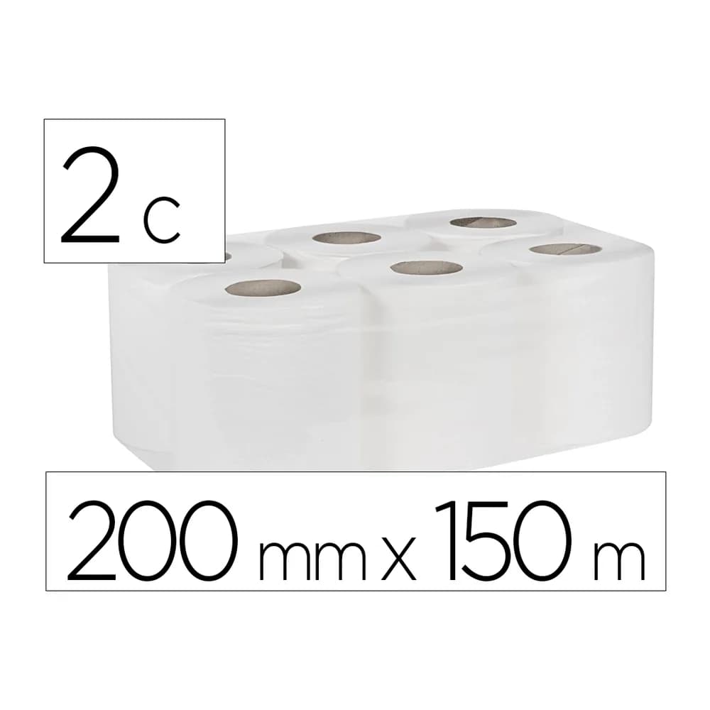 Bunzl Papel secamanos bunzl greensource 2 capas celulosa blanca 200 mm x 150 mt paquete de 6 rollos