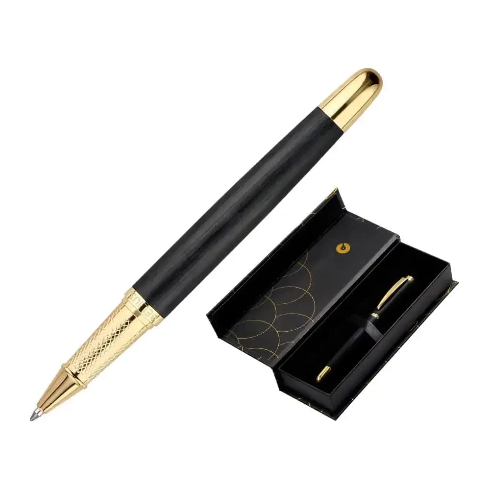Belius Boligrafo belius passion dor aluminio textura cepillada y dorado tinta azul caja de diseño