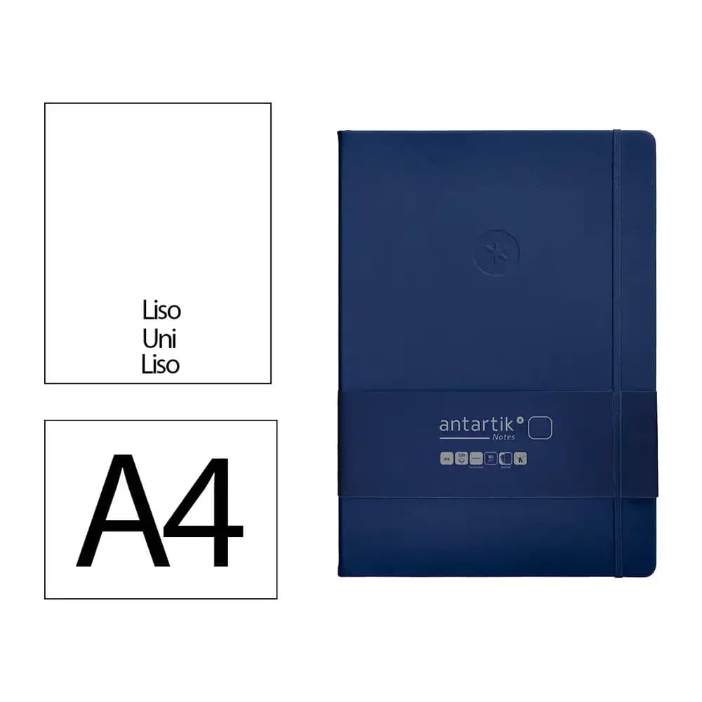 Antartik Cuaderno con gomilla antartik notes tapa dura a4 hojas lisas azul marino 100 hojas 80 gr fsc