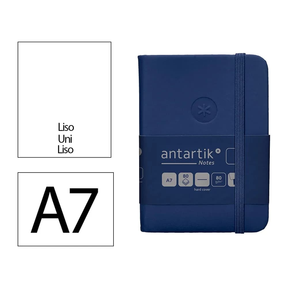 Antartik Cuaderno con gomilla antartik notes tapa dura a7 hojas lisas azul marino 80 hojas 80 gr fsc