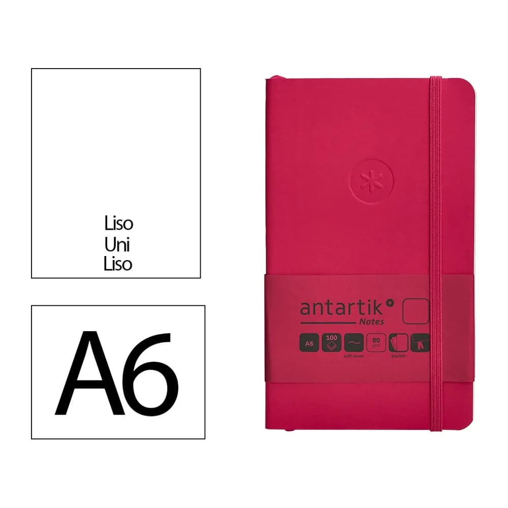 Antartik Cuaderno con gomilla antartik notes tapa blanda a6 hojas lisas burdeos 100 hojas 80 gr fsc