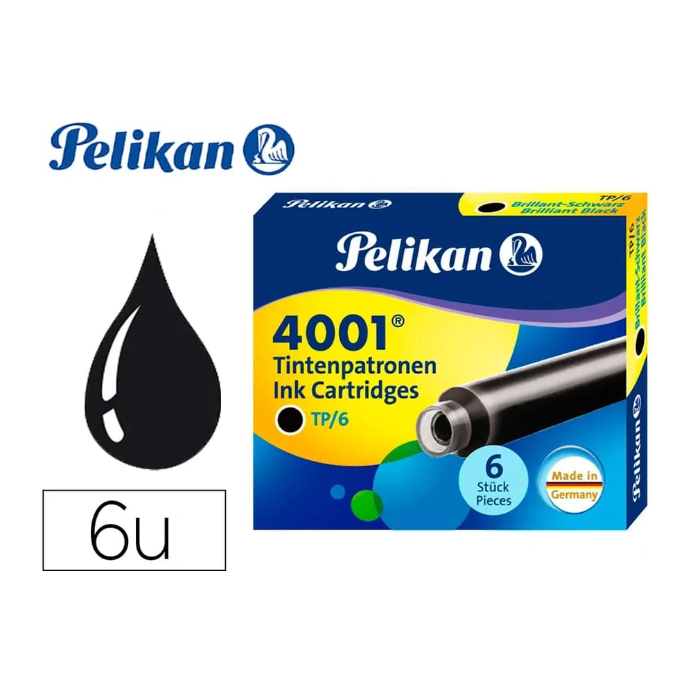 Pelikan Tinta para plumas pelikan negra caja 6 cartuchos