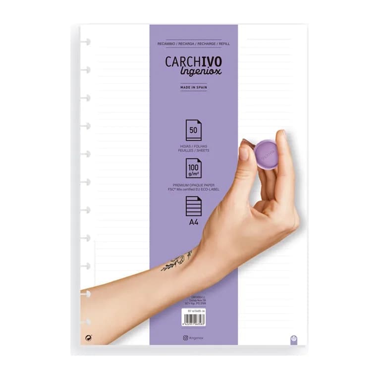Carchivo Recambio cuaderno carchivo ingeniox a4 50 hojas horizontal