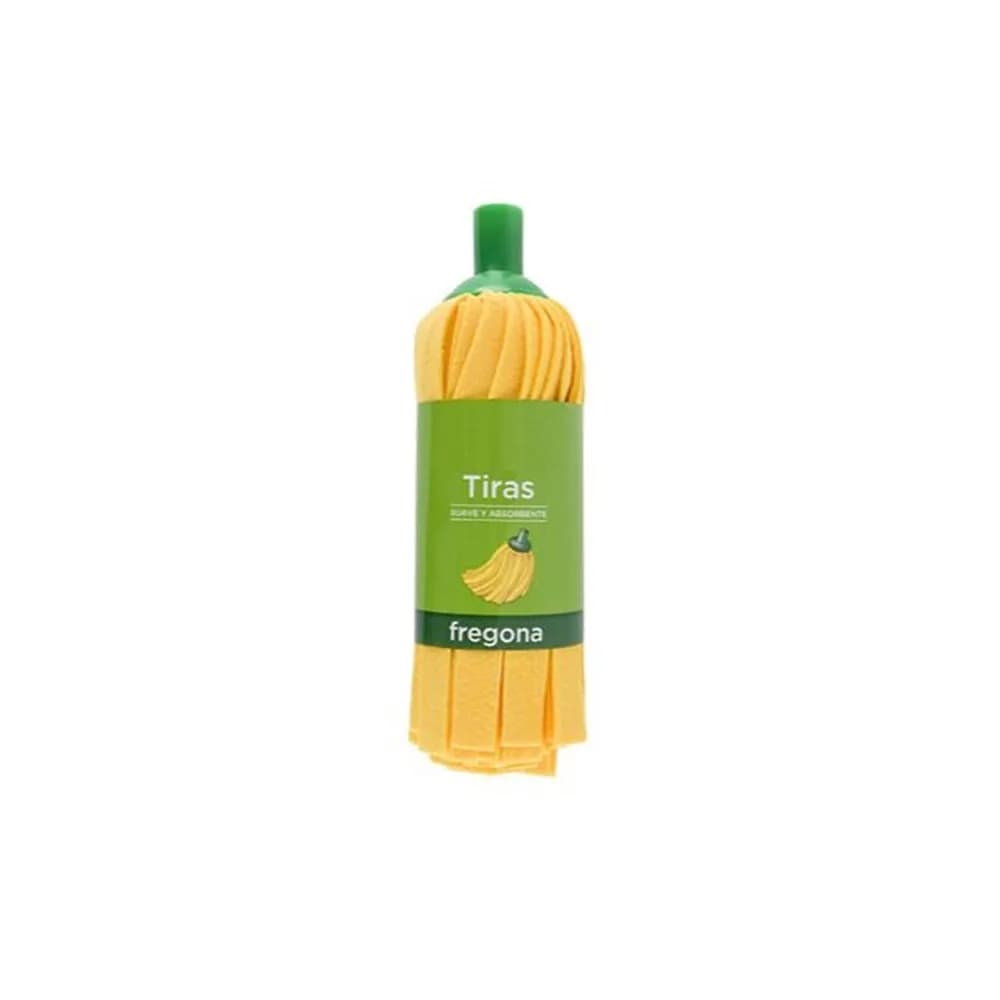 Blanca Fregona de tiras amarillas super absorbente uso domestico y profesional