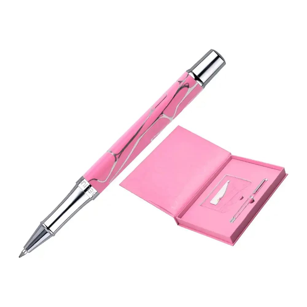 Belius Boligrafo y wallet belius cocktails cosmopolitan aluminio rosa plateado relievetinta color azul caja diseño