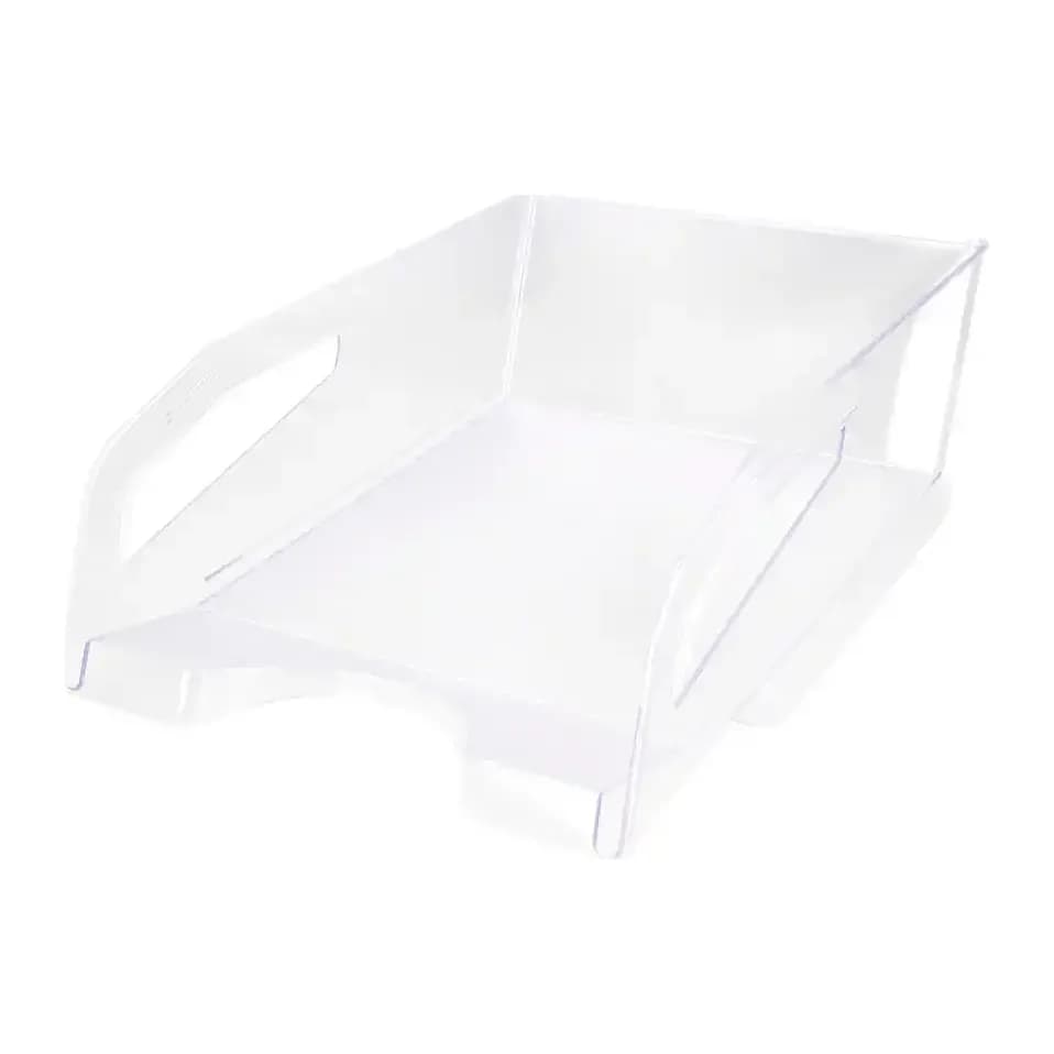 Q-connect Bandeja sobremesa plastico q-connect gran capacidad con asa transparente 386x270x115mm