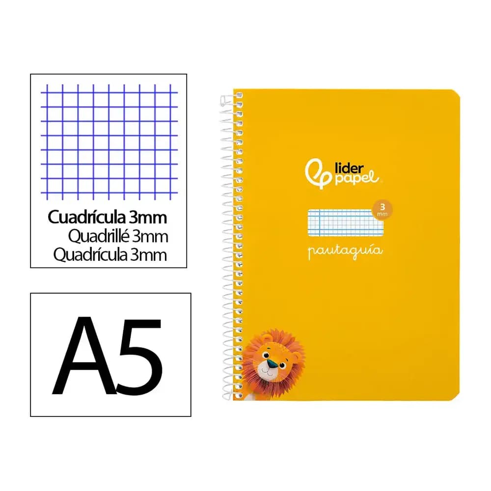 Liderpapel Cuaderno espiral liderpapel a5 pautaguia tapa blanda 40h 75gr cuadro pautado 3mm