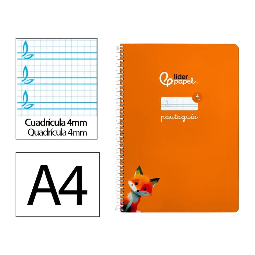 Liderpapel Cuaderno espiral liderpapel a4 pautaguia tapa blanda 80h 75gr cuadro pautado 4mm