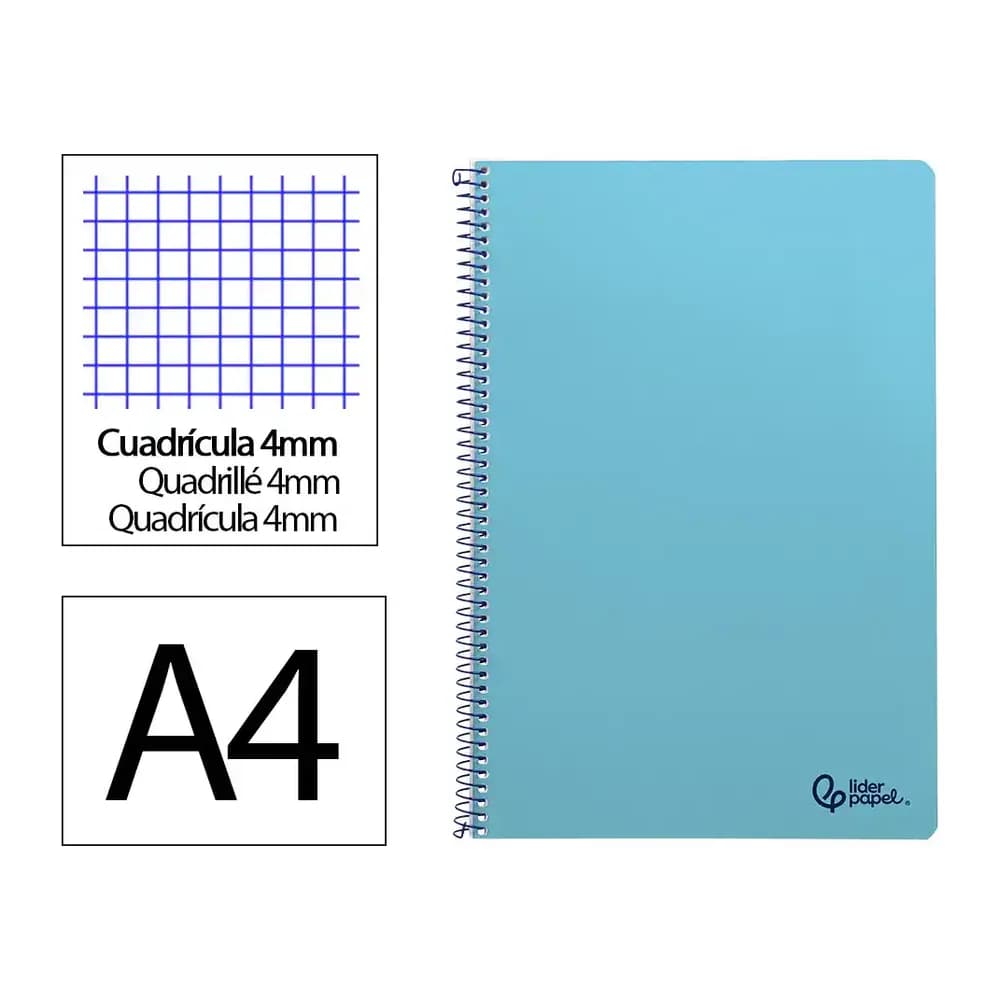 Liderpapel Cuaderno espiral liderpapel a4 smart tapa blanda 80h 75gr cuadro 4mm con margen