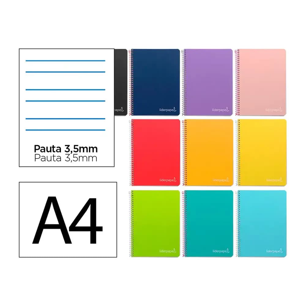 Liderpapel Cuaderno espiral liderpapel a4 witty tapa dura 80h 90gr rayado montessori 3,5mm colores surtidos