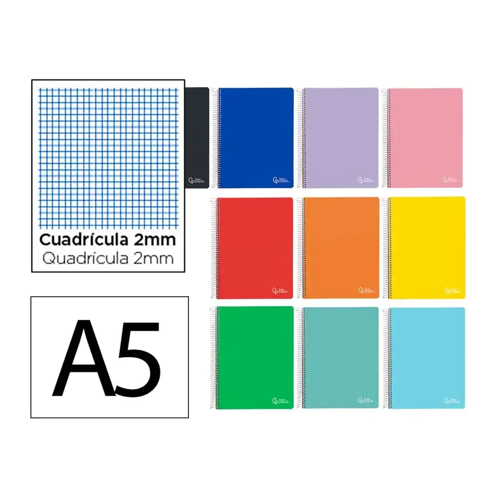 Liderpapel Cuaderno espiral liderpapel a5 witty tapa dura 80h 90gr milimetrado 2mm colores surtidos