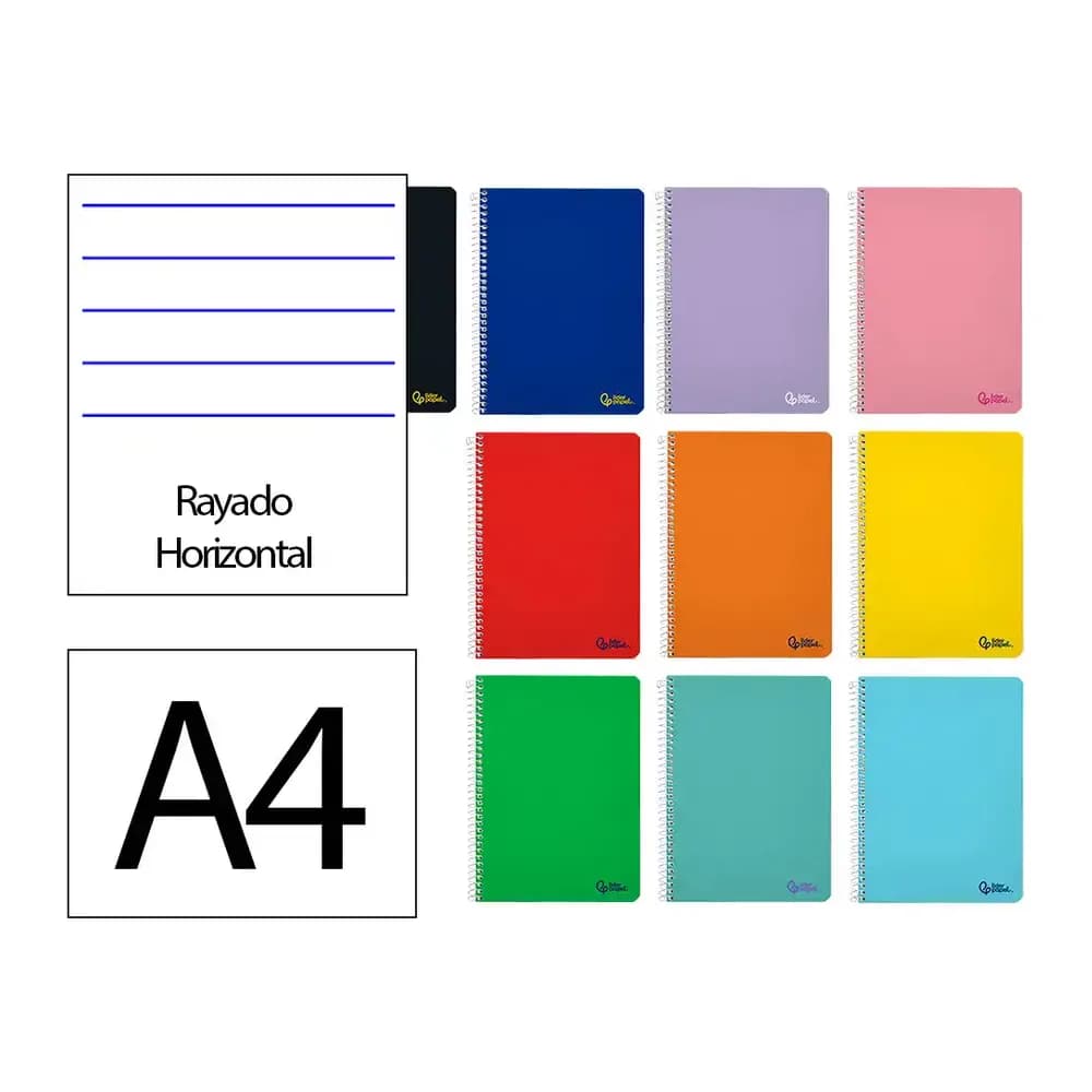Liderpapel Cuaderno espiral liderpapel micro smart tapa blanda 80h horizontal 7mm doble margen 4 taladros colores