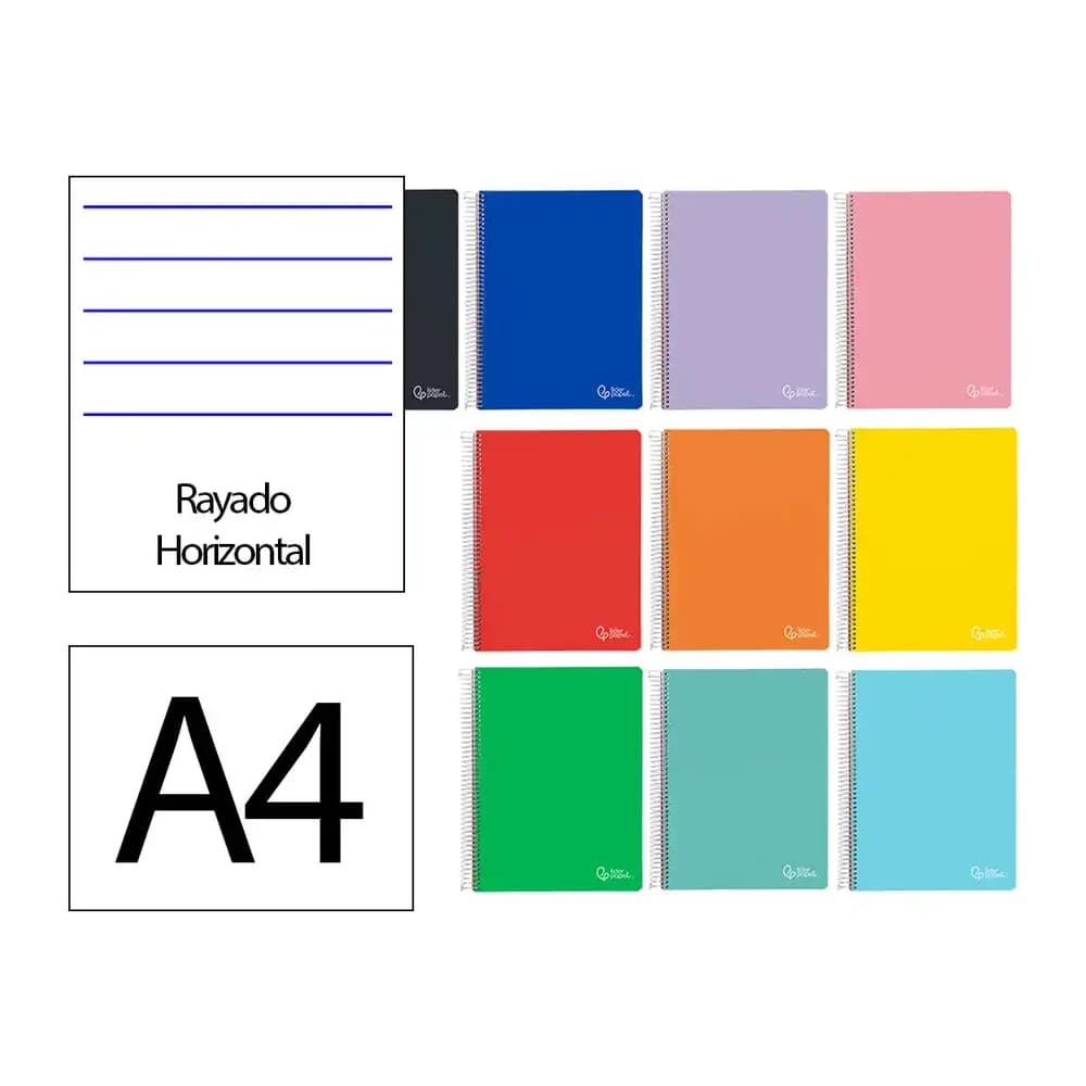 Liderpapel Cuaderno espiral liderpapel a4 micro witty tapa dura 120h 90gr horizontal 8mm 5 bandas 4 taladros colores surtidos