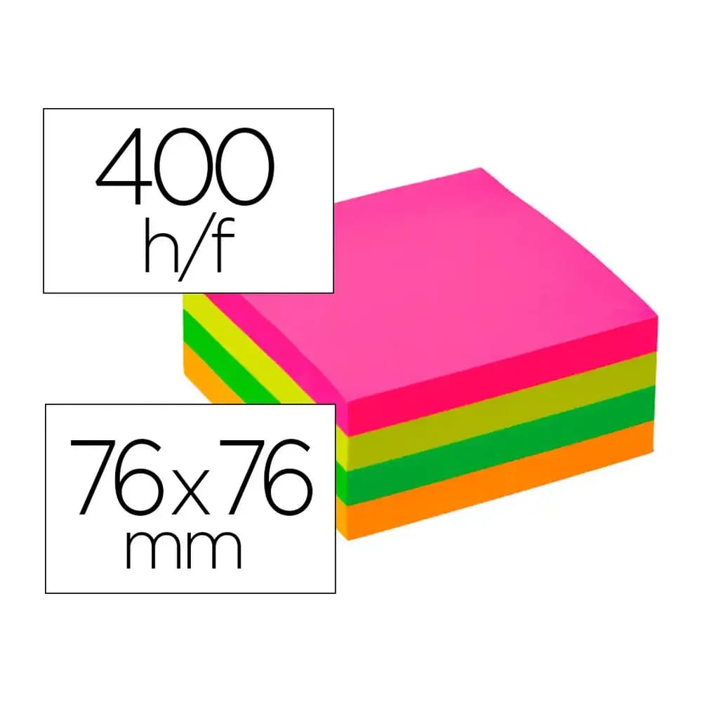Q-connect Bloc de notas adhesivas quita y pon q-connect 76x76 mm fsc fluorescente con 400 hojas
