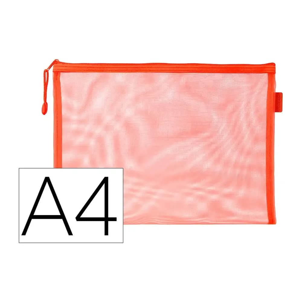 Bolsa zipper bag liderpapel poliester transpirable multiusos din a4 naranja