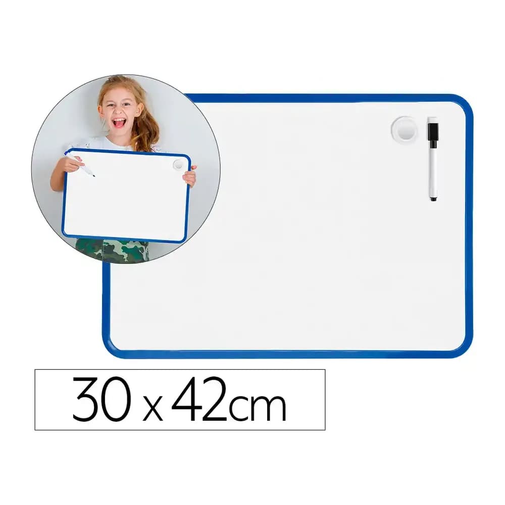 Liderpapel Pizarra blanca liderpapel 30x42 cm magnetica doble cara lisa con rotulador iman y borrador
