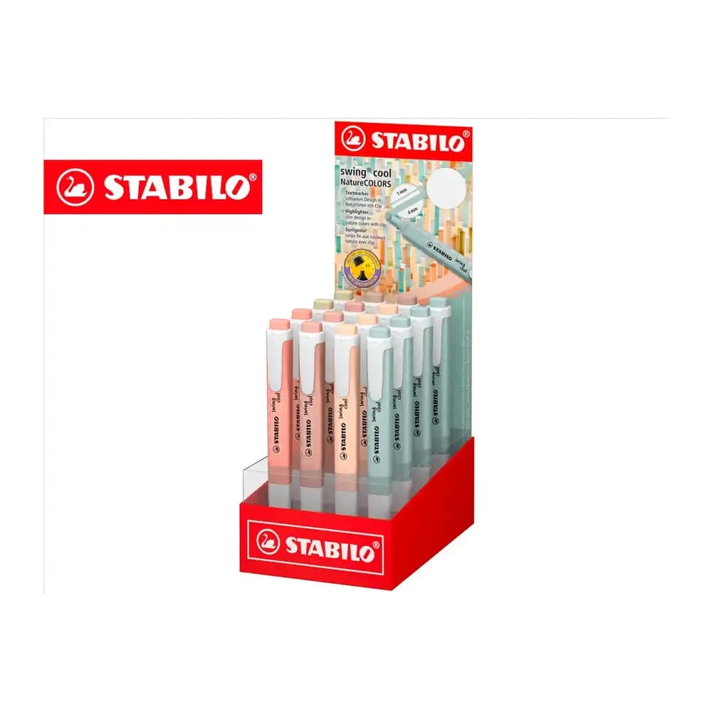 Stabilo Rotulador stabilo fluorescente fino swing cool nature colors expositor de 16 unidades colores surtidos