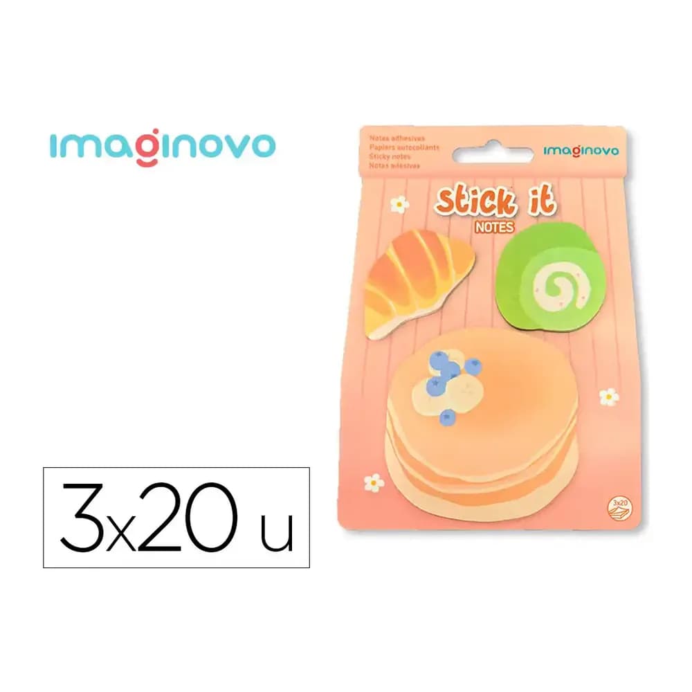 Imaginovo Bloc notas adhesivas imaginovo foodies tortitas 20 hojas tamaños surtidos