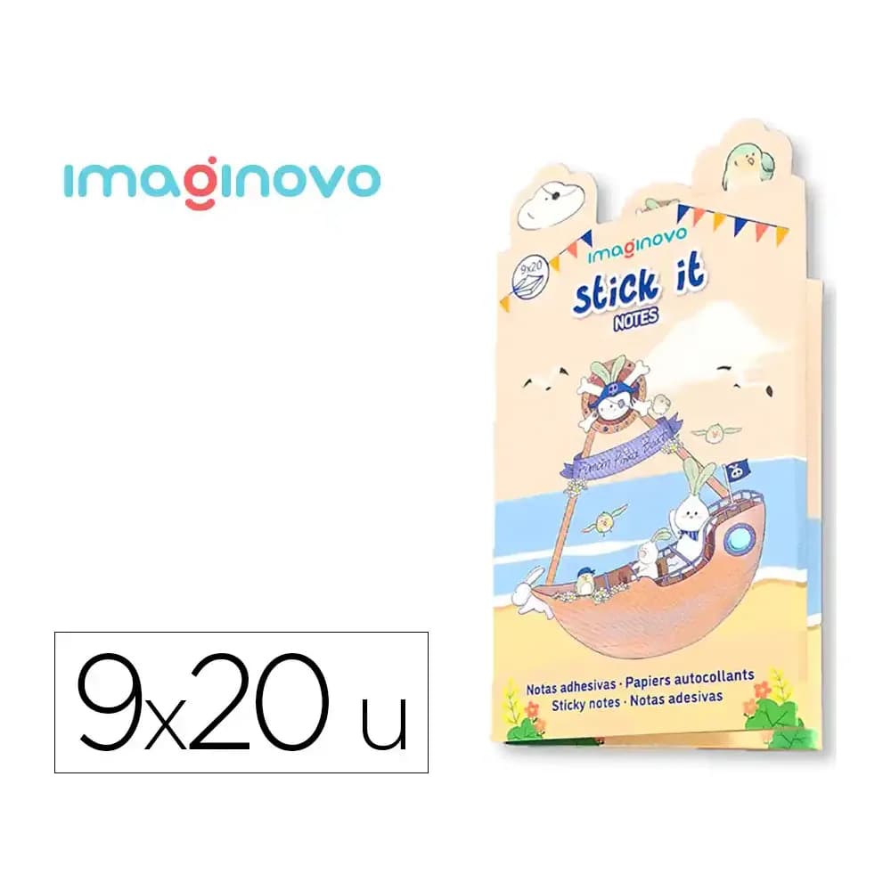 Imaginovo Notas adhesivas imaginovo stick it! notebook 20 notas adhesivas pirata tamaños surtidos bandera
